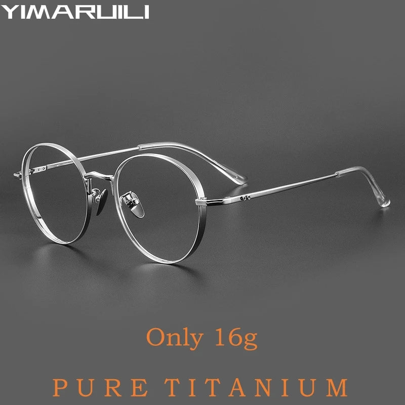 Yimaruili Unisex Full Rim Round Titanium Eyeglasses Y30001 Full Rim Yimaruili Eyeglasses   