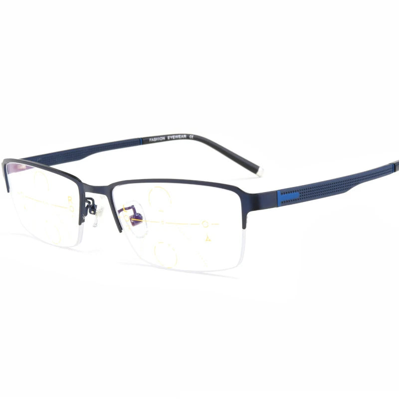 Hotochki Mens Semi Rim Rectangle Alloy Eyeglasses F3095 Semi Rim Hotochki Blue  