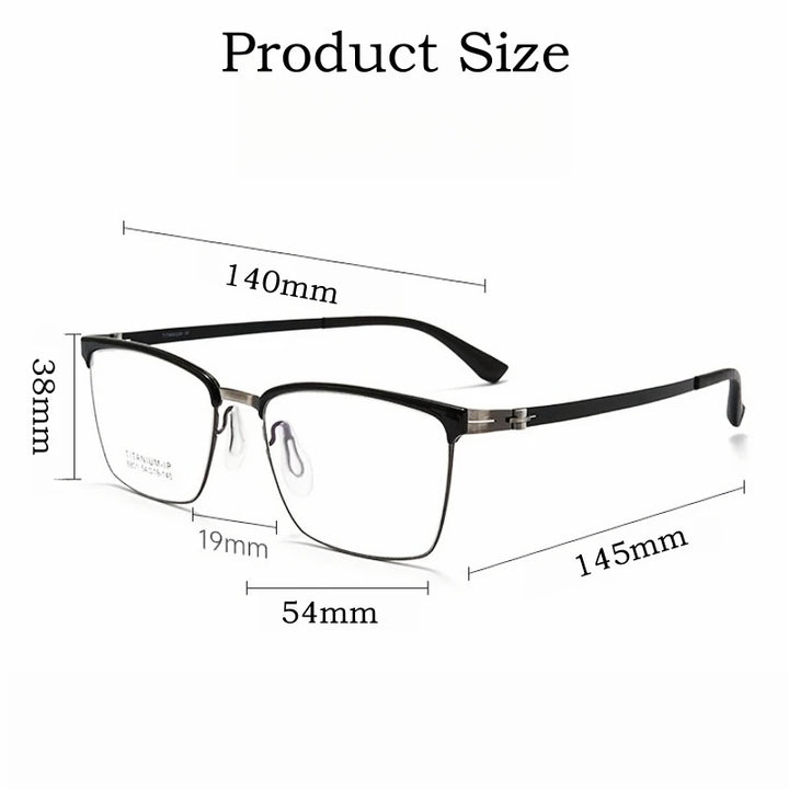 Yimaruili Men's Full Rim Square Titanium Alloy Eyeglasses Y8801 Full Rim Yimaruili Eyeglasses   