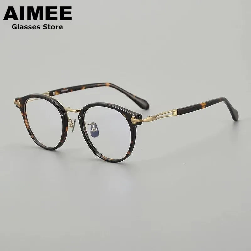 Aimee Unisex Full Rim Oval Round Titanium Acetate Eyeglasses 462148