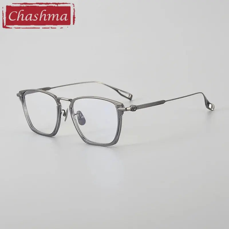 Chashma Ottica Unisex Full Rim Square Acetate Titanium Eyeglasses 240156 FuzWeb