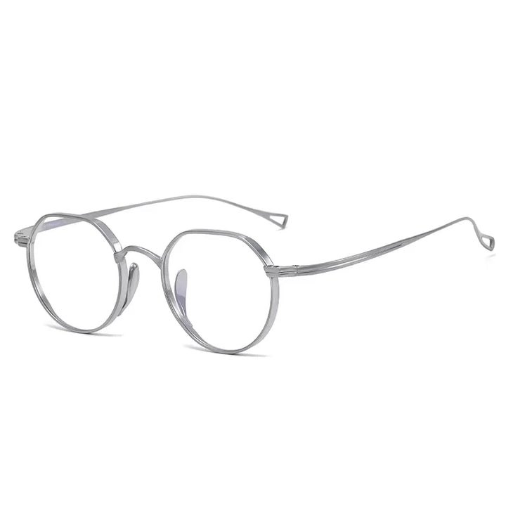 Oveliness Women's Full Rim Flat Top Round Titanium Eyeglasses 9916 Full Rim Oveliness silver