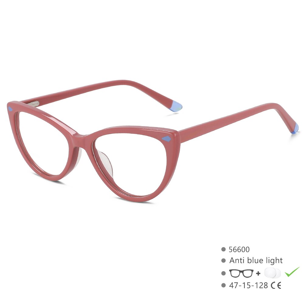 CCspace Children's Unisex Full Rim Cat Eye Acetate Eyeglasses 56600 Full Rim CCspace C5Pink  
