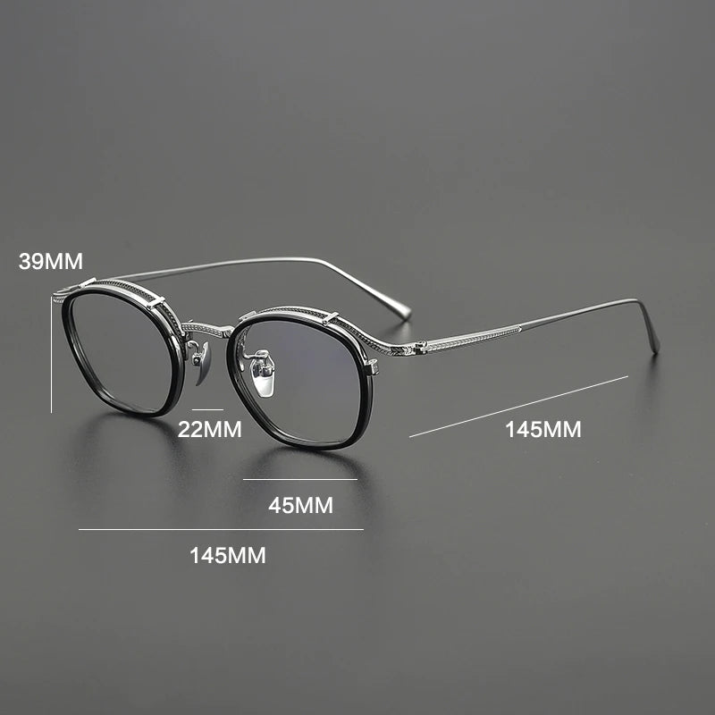 Gatenac Unisex Full Rim Square Acetate Titanium Eyeglasses G8018