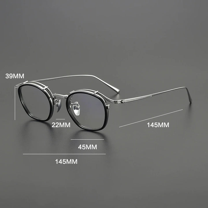 Gatenac Unisex Full Rim Square Acetate Titanium Eyeglasses G8018