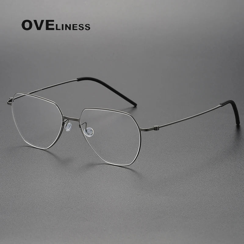 Oveliness Unisex Full Rim Flat Top Oval Titanium Eyeglasses O5526 Full Rim Oveliness gun  