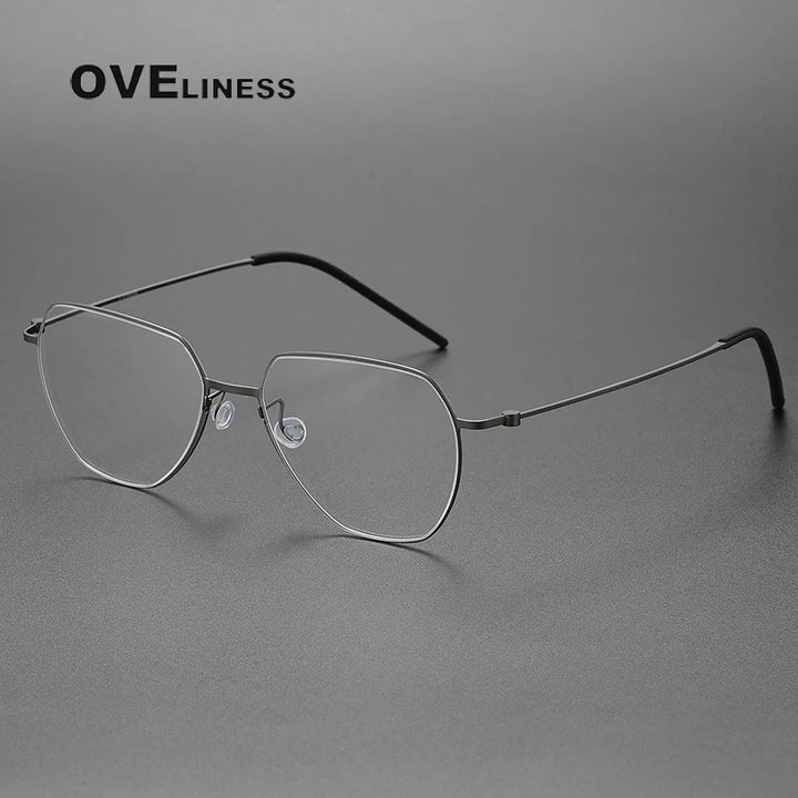 Oveliness Unisex Full Rim Flat Top Oval Titanium Eyeglasses O5526 Full Rim Oveliness gun  