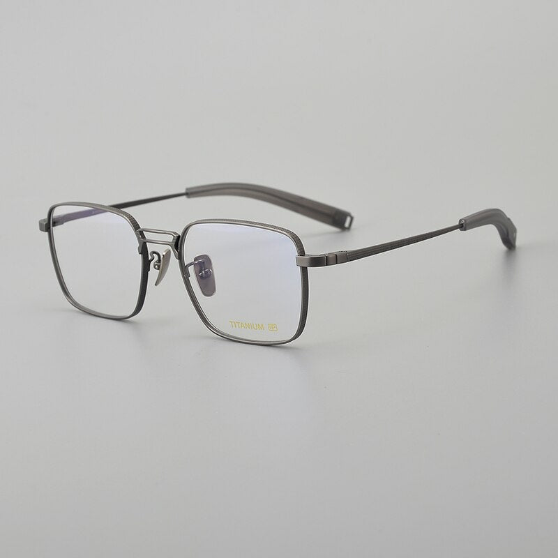 Muzz Men's Full Rim Square Titanium Acetate Eyeglasses 8827 Full Rim Muzz Gray  