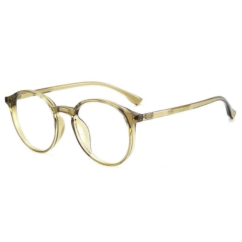 Bclear Unisex Full Rim Round Tr 90 Titanium Eyeglasses 90302 Full Rim Bclear Transparent Brown  