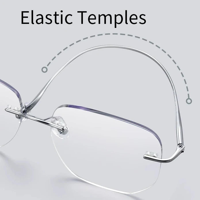 KatKani Unisex Rimless Square Titanium Eyeglasses F8925 Semi Rim KatKani Eyeglasses   