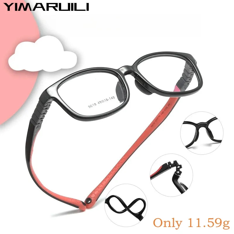 Yimaruili Unisex Children's Full Rim Square Screwless Tr 90 Silicone Eyeglasses 9018et Full Rim Yimaruili Eyeglasses   