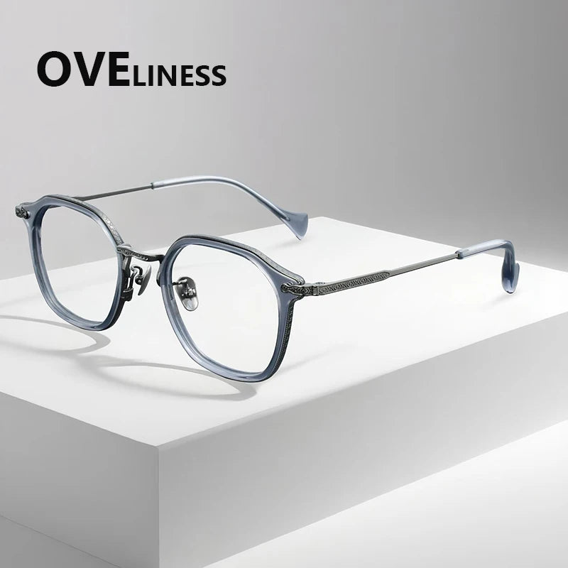 Oveliness Unisex Full Rim Oval Acetate Titanium Eyeglasses 926010