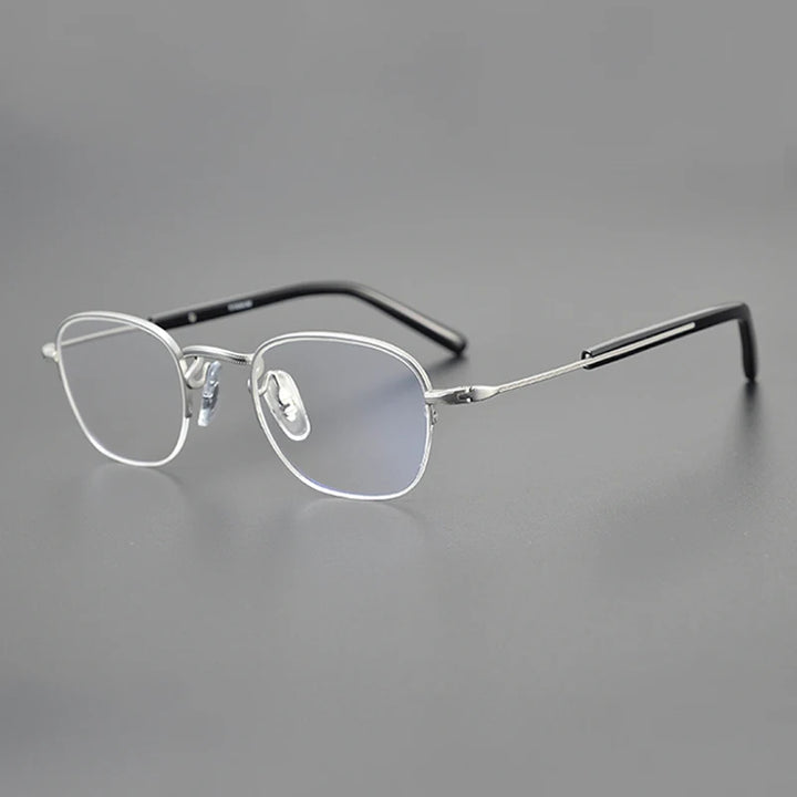 Gatenac Unisex Semi Rim Square Titanium Eyeglasses Gxyj1126 Full Rim Gatenac Black Silver  