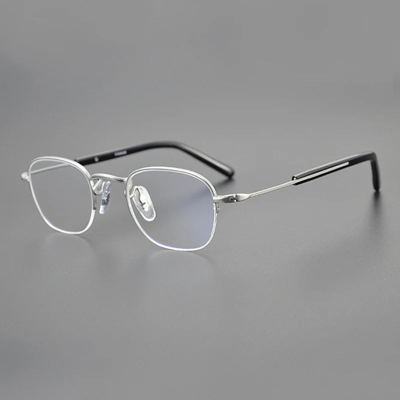 Gatenac Unisex Semi Rim Square Titanium Eyeglasses Gxyj1126 Full Rim Gatenac Black Silver  