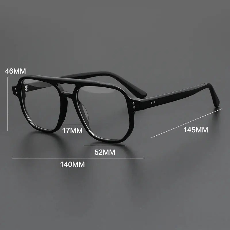 Gatenac Men's Full Rim Square Double Bridge Acetate Eyeglasses 671001 FuzWeb