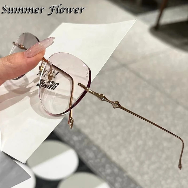 Summer Flower Women's Rimless Cat Eye Titanium Eyeglasses 99560