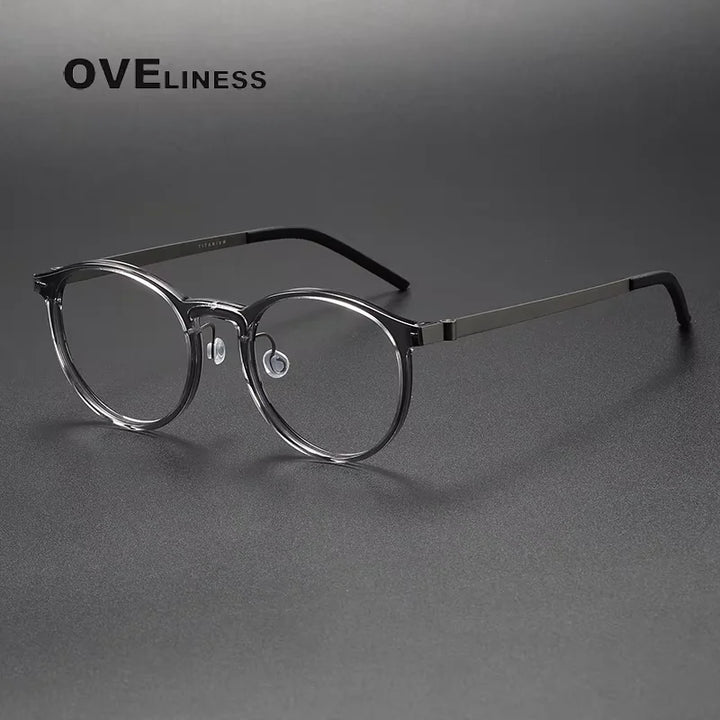 Oveliness Unisex Full Rim Round Acetate Titanium Eyeglasses 391836