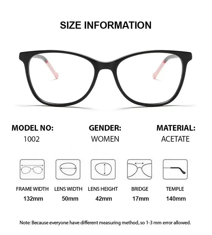 Summer Flower Women's Full Rim Square Cat Eye Acetate Eyeglasses 81002