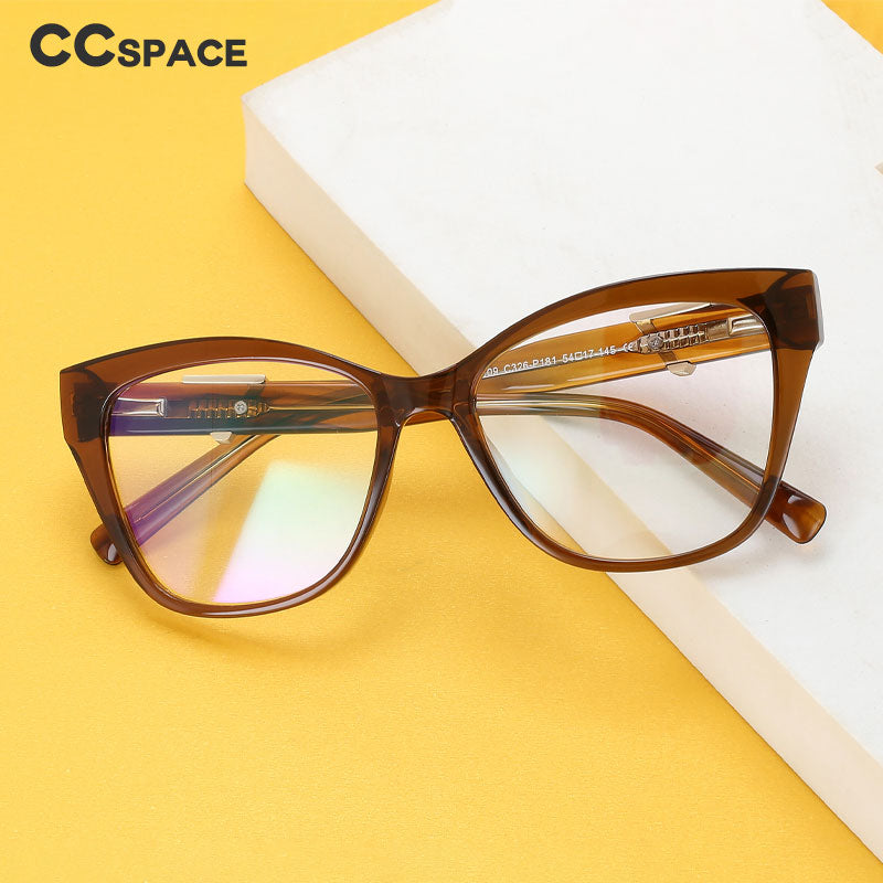 CCSpace Women's Full Rim Cat Eye Acetate Tr 90 Eyeglasses 56490 Full Rim CCspace   
