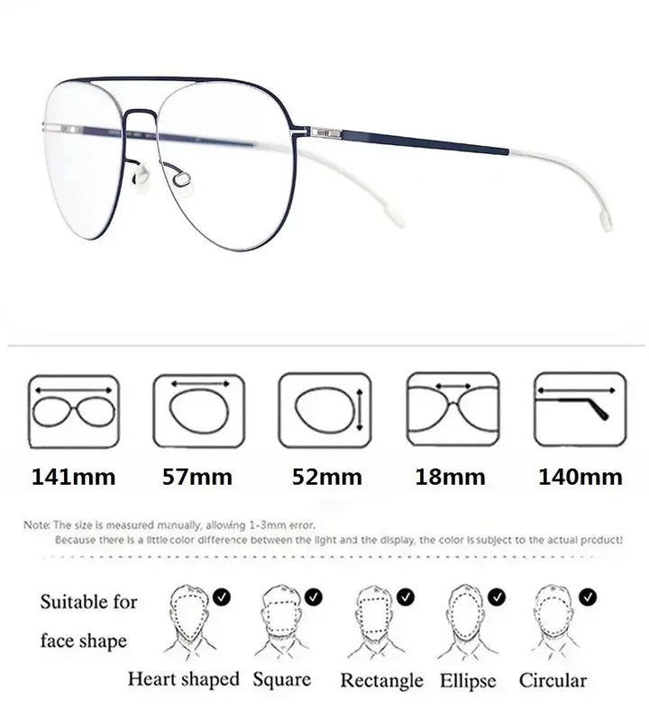 Aimee Oval 585218 Unisex Full Rim Double Bridge Titanium Frames FuzWeb