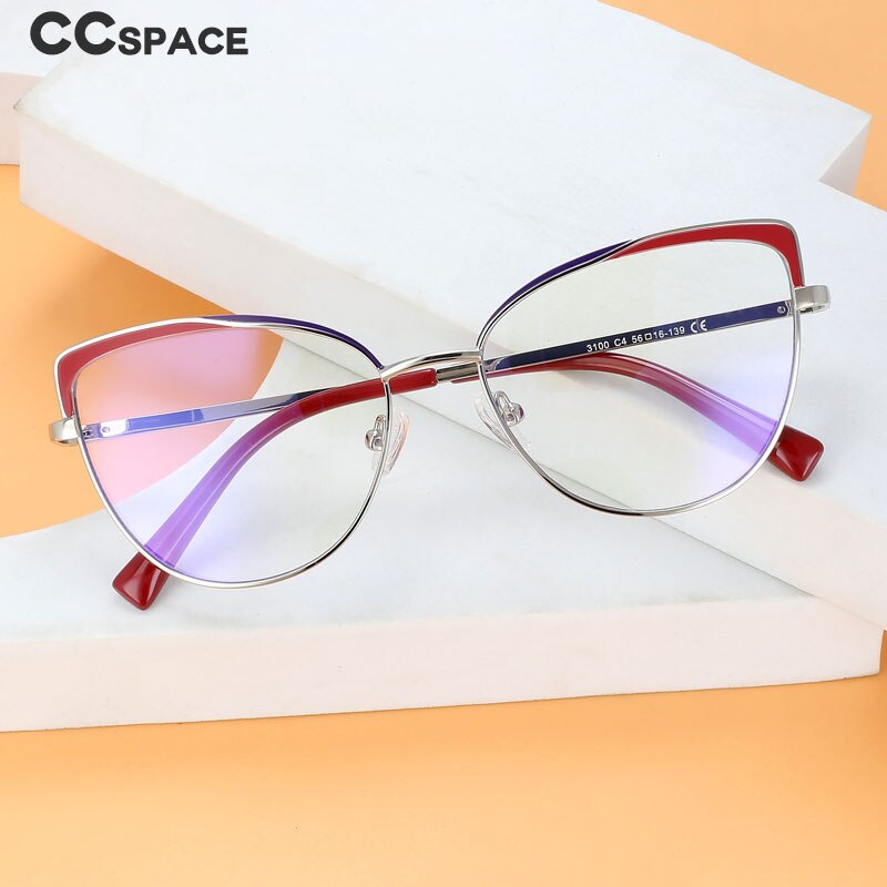 CCSpace Women's Full Rim Cat Eye Alloy Eyeglasses 56521 Full Rim CCspace   