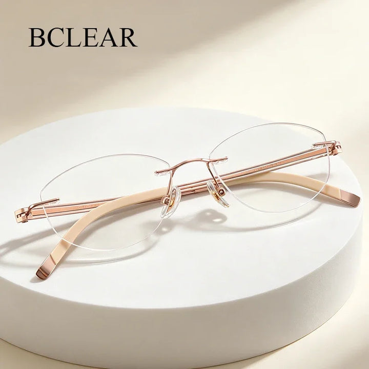 Bclear Women Rimless Cat Eye Titanium Eyeglasses MY-6123