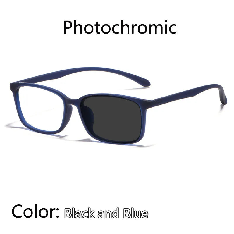 Kocolior Unisex Full Rim Square Tr 90 Hyperopic Reading Glasses 98007 Reading Glasses Kocolior Photochromic Blue China 0