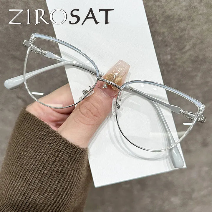 Zirosat Women's Full Rim Square Cat Eye Alloy Eyeglasses 59289