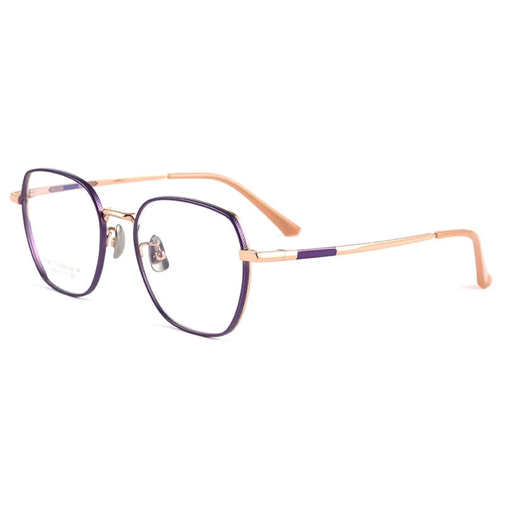 Handoer Women's Full Rim Polygon Square Titanium Eyeglasses 2040 Full Rim Handoer purple and rose gold  