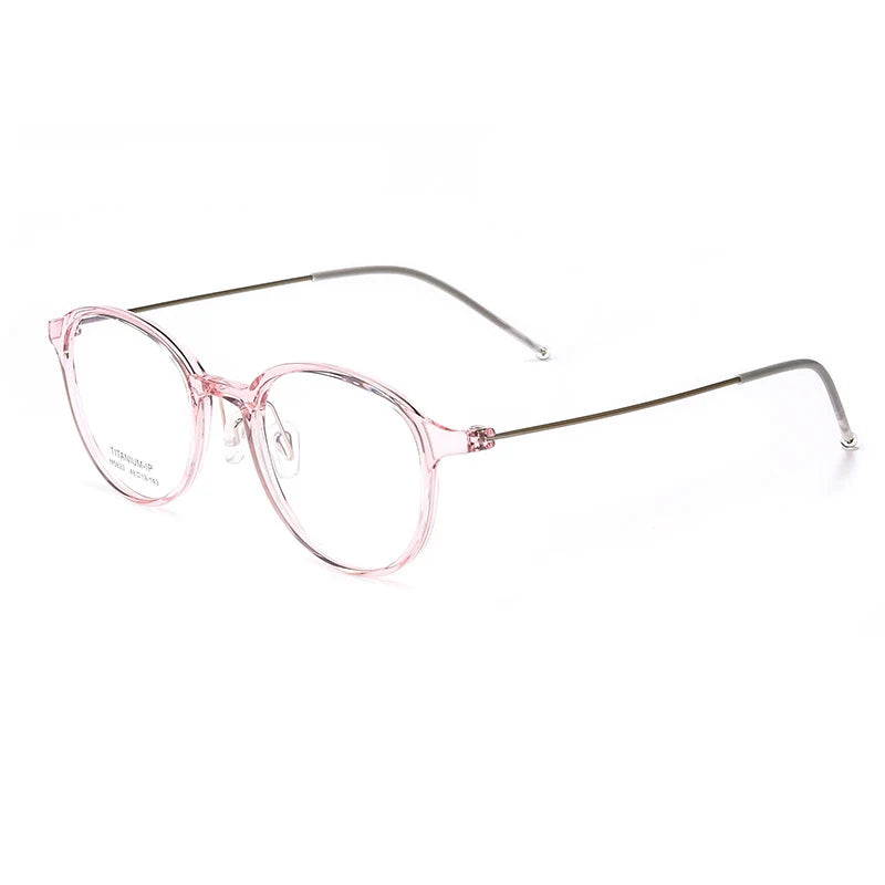 Hotony Women's Full Rim Round Acetate Titanium Eyeglasses 58204