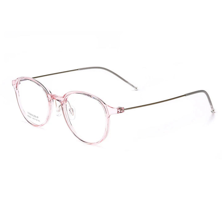 Hotony Women's Full Rim Round Acetate Titanium Eyeglasses 58204