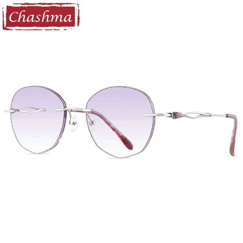 Chashma Women's Rimless Round Titanium Eyeglasses 99802 Rimless Chashma Silver Purple  