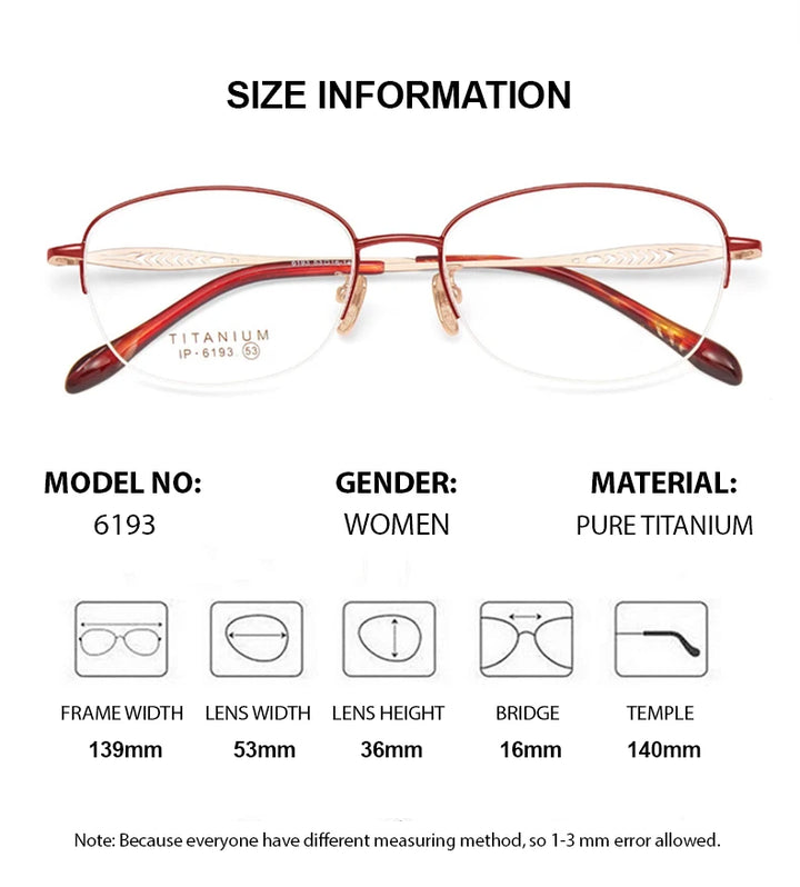 Summer Flower Women's Semi Rim Oval Square Titanium Eyeglasses 86193 Full Rim Summer Flower