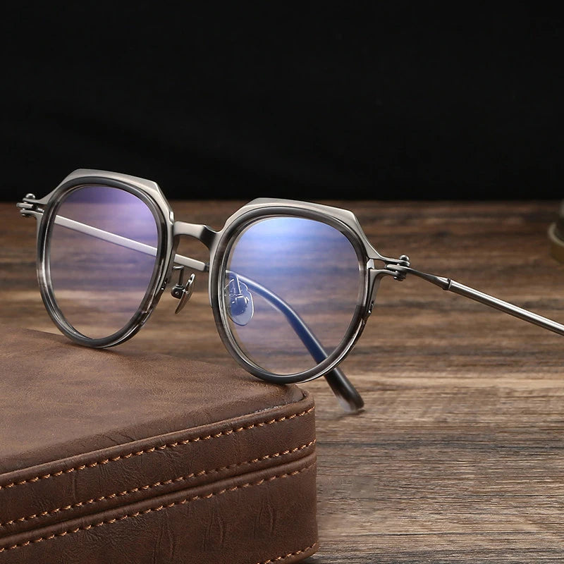 Black Mask Unisex Full Rim Round Titanium Eyeglasses BM-A5872