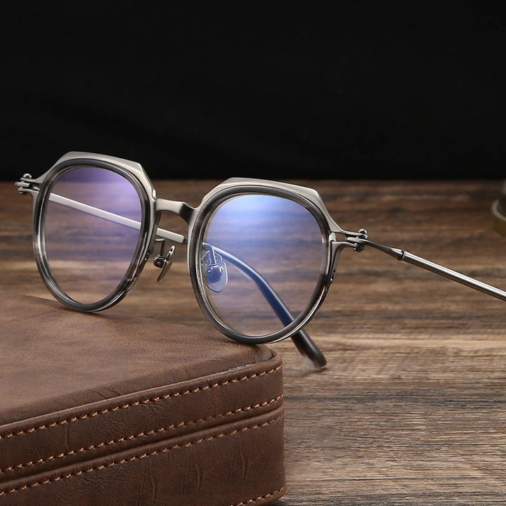 Black Mask Unisex Full Rim Round Titanium Eyeglasses BM-A5872
