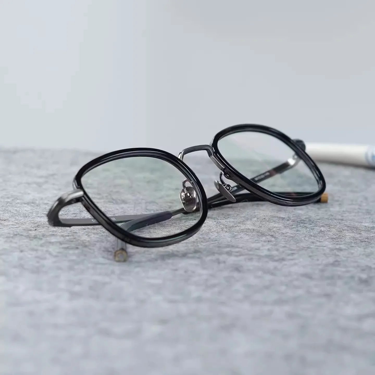 Black Mask Unisex Full Rim Square Titanium Eyeglasses Fuz 2 - view 3