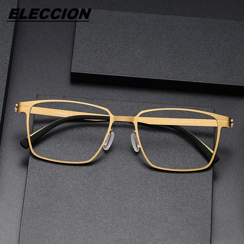 Eleccion Unisex Full Rim Square Screwless Titanium Eyeglasses 80995