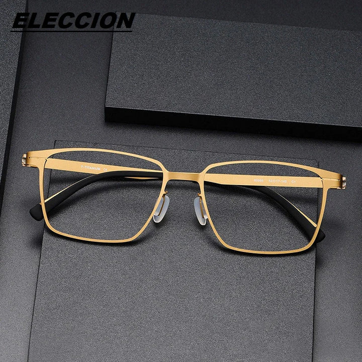 Eleccion Unisex Full Rim Square Screwless Titanium Eyeglasses 80995