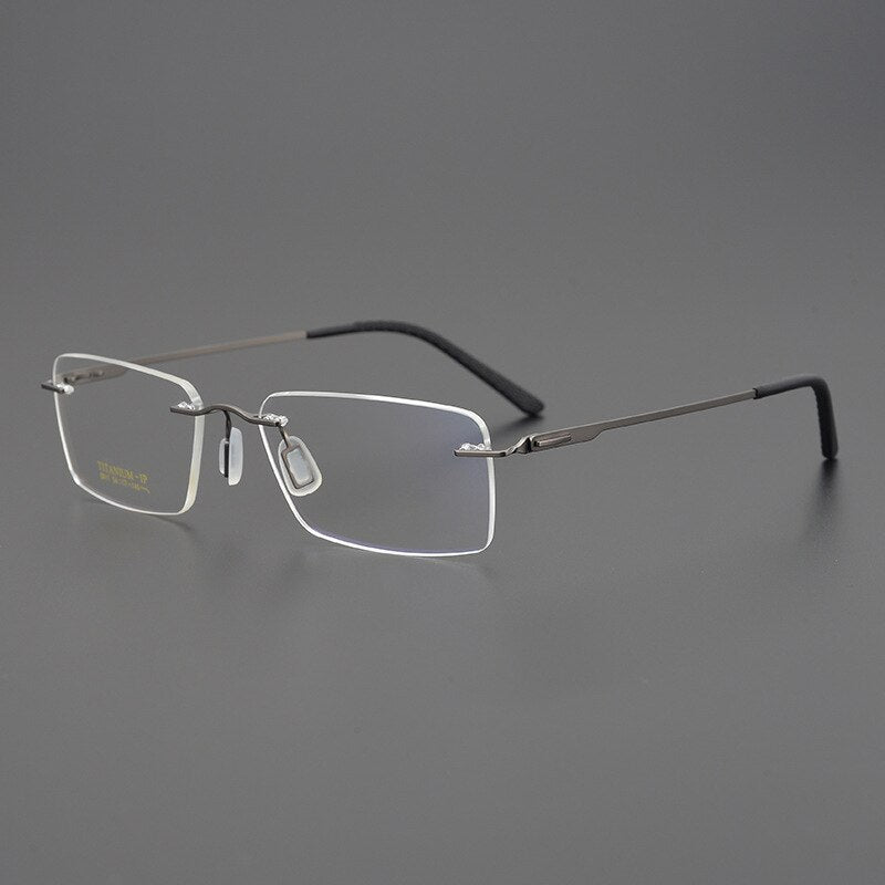 Bclear Unisex Rimless Square Titanium Eyeglasses My9911 Rimless Bclear Gray  