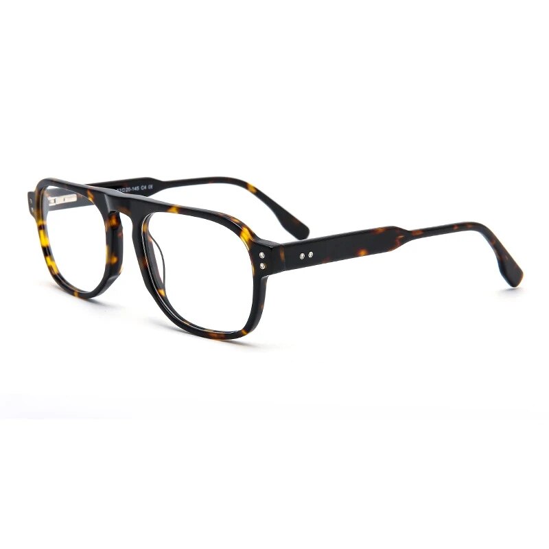 KatKani Men's Full Rim Square Double Bridge Tr 90 Eyeglasses 9600002 Full Rim KatKani Eyeglasses Leopard Print  