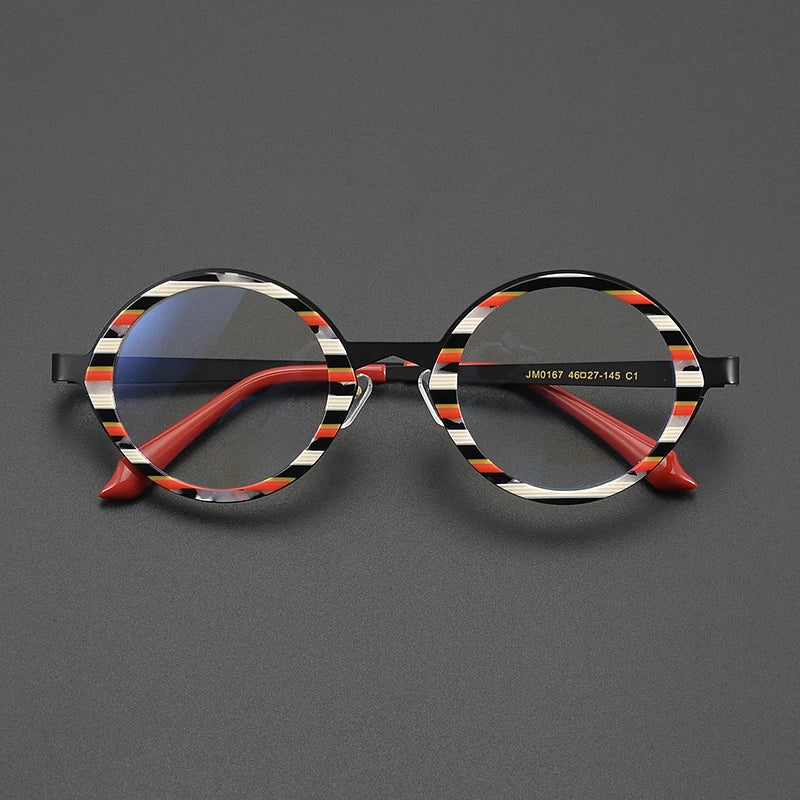Nobler Unisex Full Rim Round Oval Acetate Titanium Eyeglasses 920167