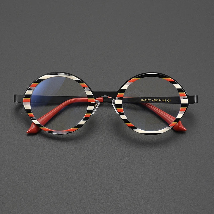 Nobler Unisex Full Rim Round Oval Acetate Titanium Eyeglasses 920167