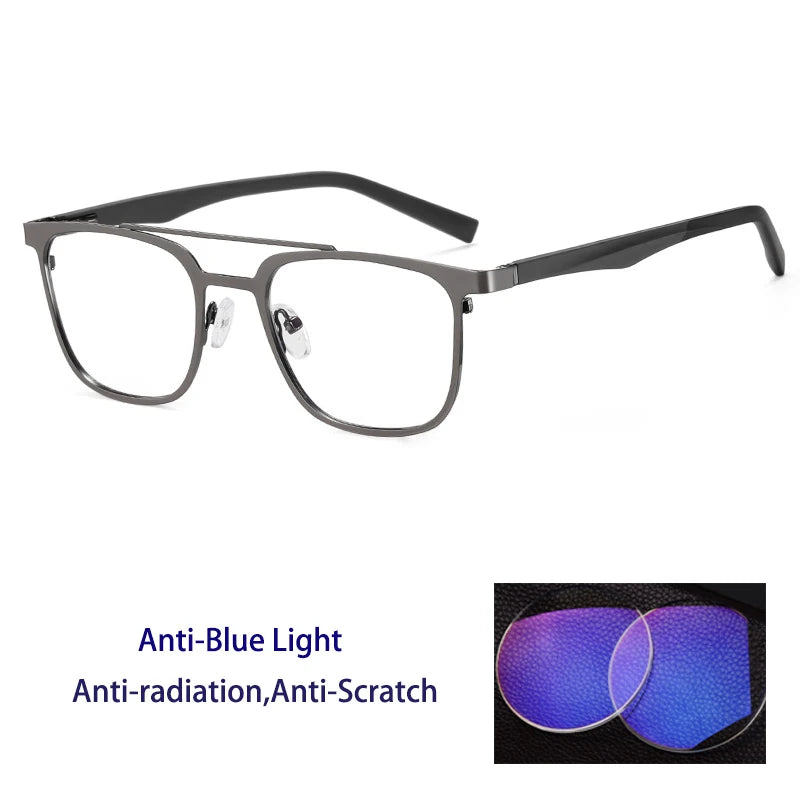 Kocolior Women's Full Rim Square Double Bridge Alloy Reading Glasses 91362