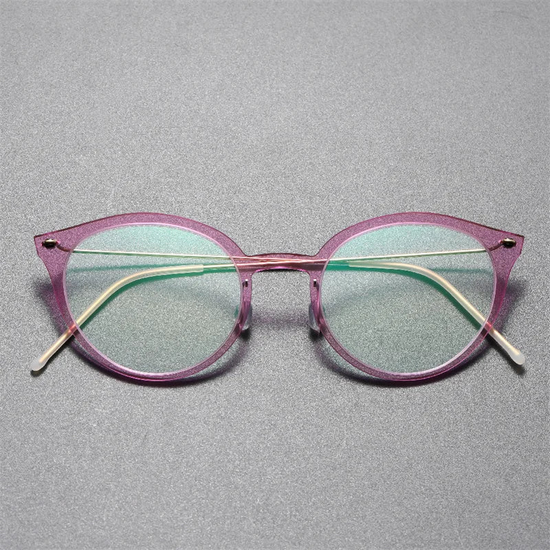 Aimee Women's Full Rim Cat Eye Acetate Titanium Eyeglasses 6548 Full Rim Aimee Pink  