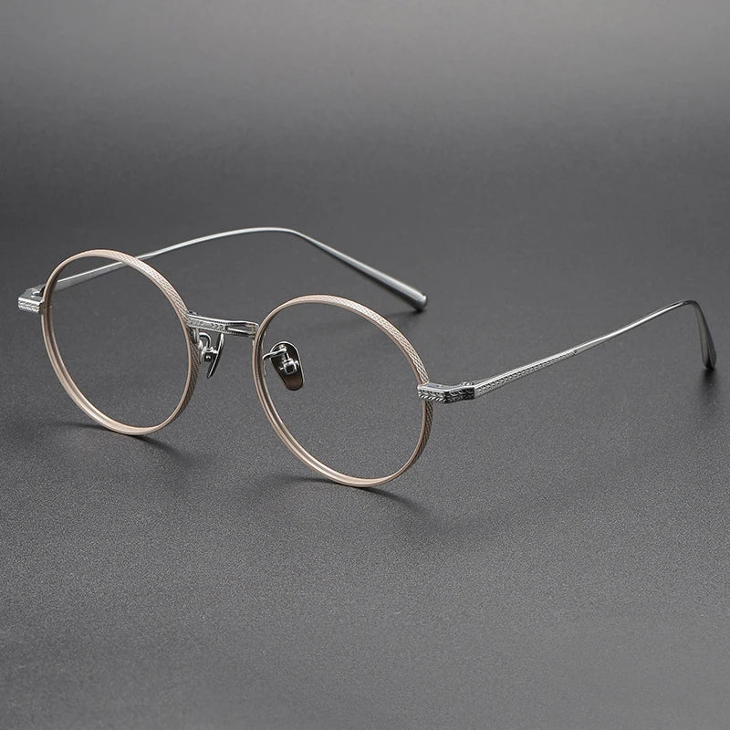 Black Mask Women's Full Rim Round Titanium Eyeglasses 77026