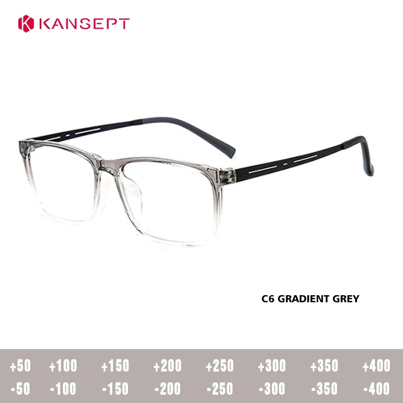 Kansept Unisex Full Rim Square Tr 90 Alloy Reading Glasses 88033