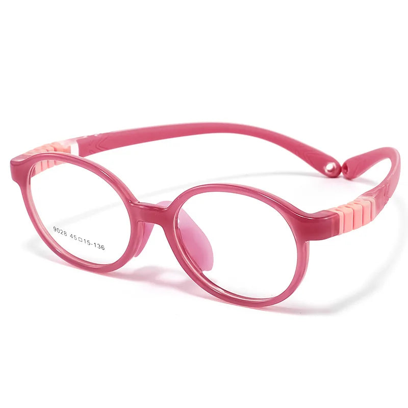 Yimaruili Unisex Children's Full Rim Round Tr 90 Silicone Eyeglasses 9028 Full Rim Yimaruili Eyeglasses Red  