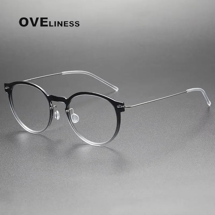 Oveliness Women's Full Rim Round Titanium Acetate Eyeglasses 6603 Full Rim Oveliness gradient grey