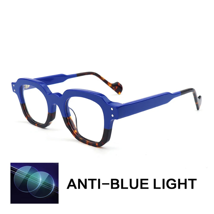 Gatenac Unisex Full Rim Flat Top Square Acetate Reading Glasses G2394