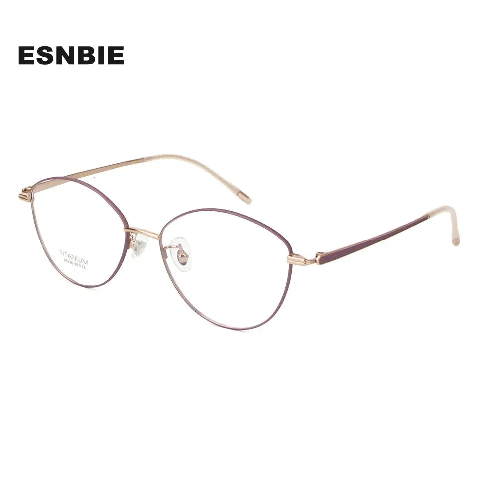 Esnbie 952260 Women's Full Rim Oval Cat Eye Titanium Frames Esnbie